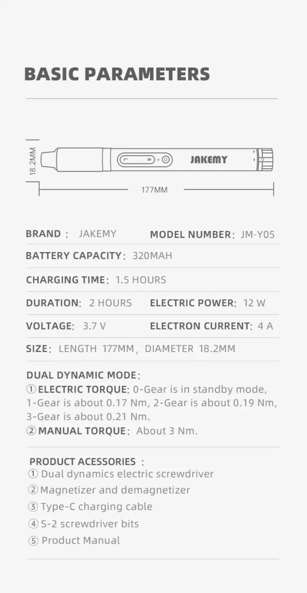 Jakemy JM-Y05 9 in 1 Dual dynamics electric screwdriver