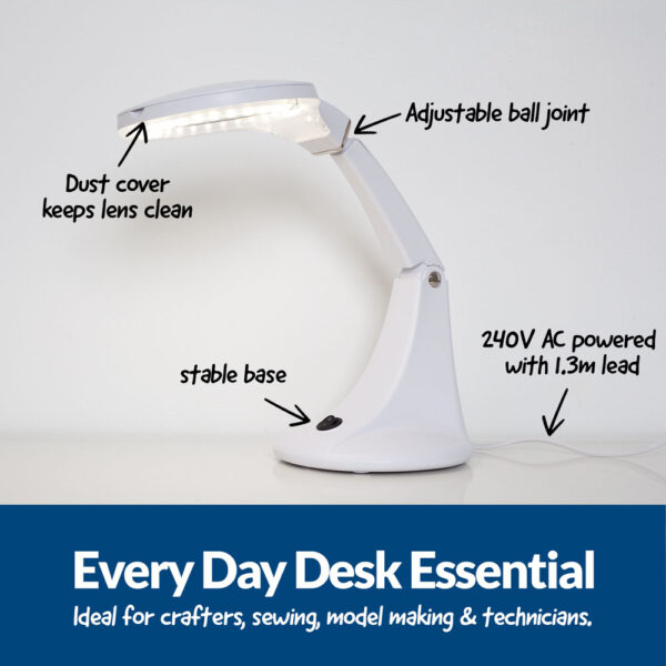 LED Desk Mount Magnifying Lamp 95mm 5 Diopter