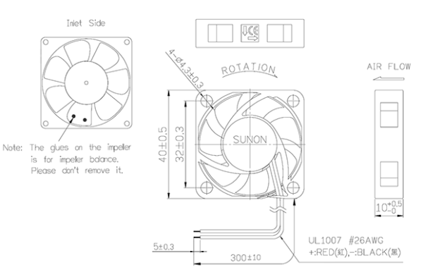 Sunon 40mm 5VDC Maglev Bearing Cooling Fan