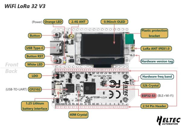 WiFi LoRa 32(V3), ESP32S3 + SX1262 LoRa Node, Meshtastic and LoRaWAN Compatible