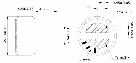 9.7x4.5mm 58dB Condenser Electret Microphone