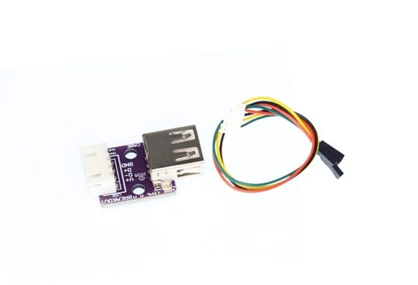 USB A Female No Flange RA Header with Dupont Breakout Board
