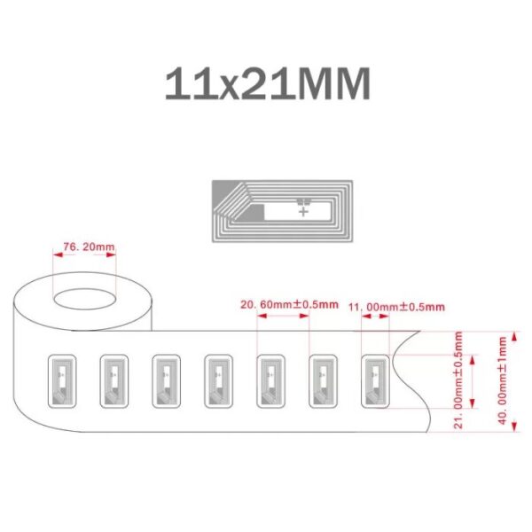 NTAG213 11x21mm NFC Rectangle Sticker Label 13.56MHz