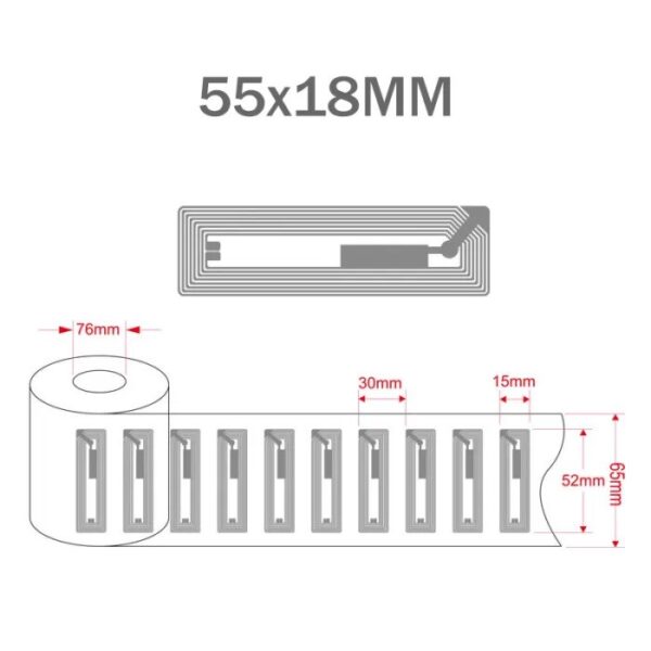 NTAG213 55x18mm NFC Rectangle Sticker Label 13.56MHz