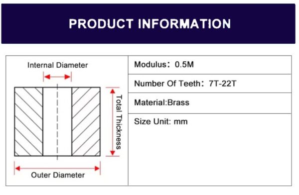 0.5 Module Brass Spur Gear