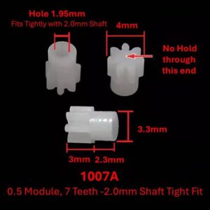 1007A 0.5 Module, 7 Teeth -2.0mm Shaft Tight Fit