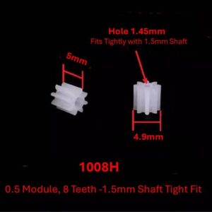 1008H 0.5 Module, 8 Teeth -1.5mm Shaft Tight Fit