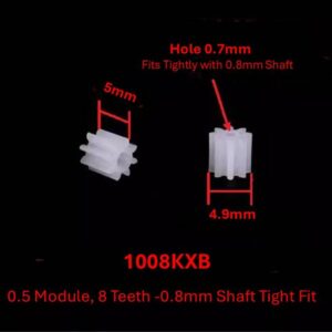 1008KXB 0.5 Module, 8 Teeth -0.8mm Shaft Tight Fit