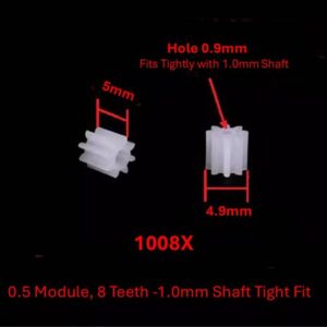 1008X 0.5 Module, 8 Teeth -1.0mm Shaft Tight Fit