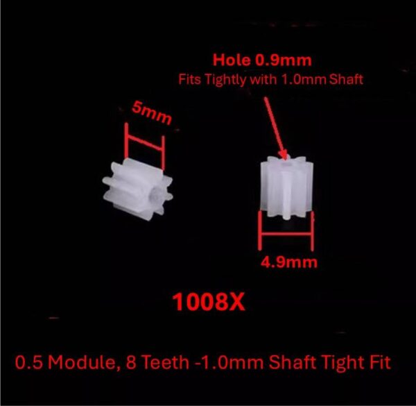 1008X 0.5 Module, 8 Teeth -1.0mm Shaft Tight Fit
