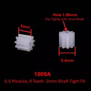 1009A 0.5 Module, 9 Teeth -2mm Shaft Tight Fit