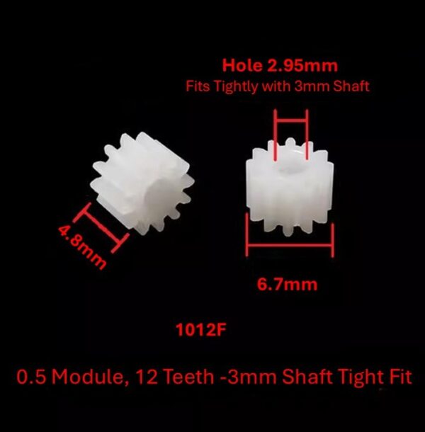 1012F 0.5 Module, 12 Teeth -3mm Shaft Tight Fit
