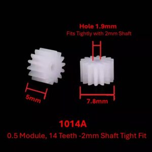 1014A 0.5 Module, 16 Teeth -2mm Shaft Tight Fit