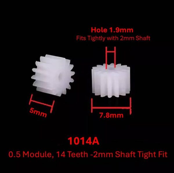 1014A 0.5 Module, 16 Teeth -2mm Shaft Tight Fit