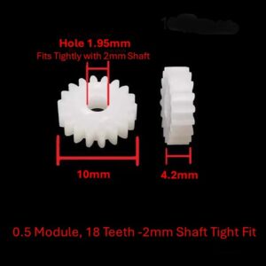 1018D 0.5 Module, 18 Teeth -2mm Shaft Tight Fit