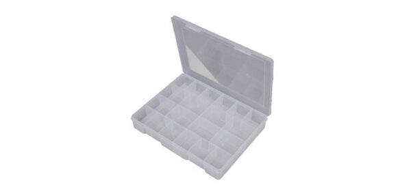 350x270x55mm 20 Way Clear Plastic Parts Storage Case