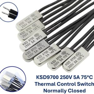 KSD9700 250V 5A 75°C Thermal Control Switch Normally Closed