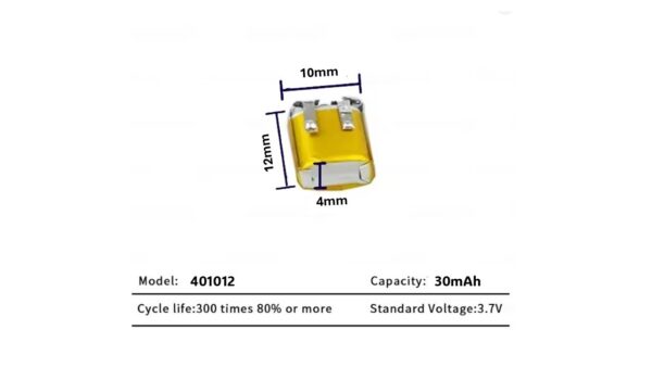 401012 3.7V 30mAh Lithium ion polymer Battery - LiPo